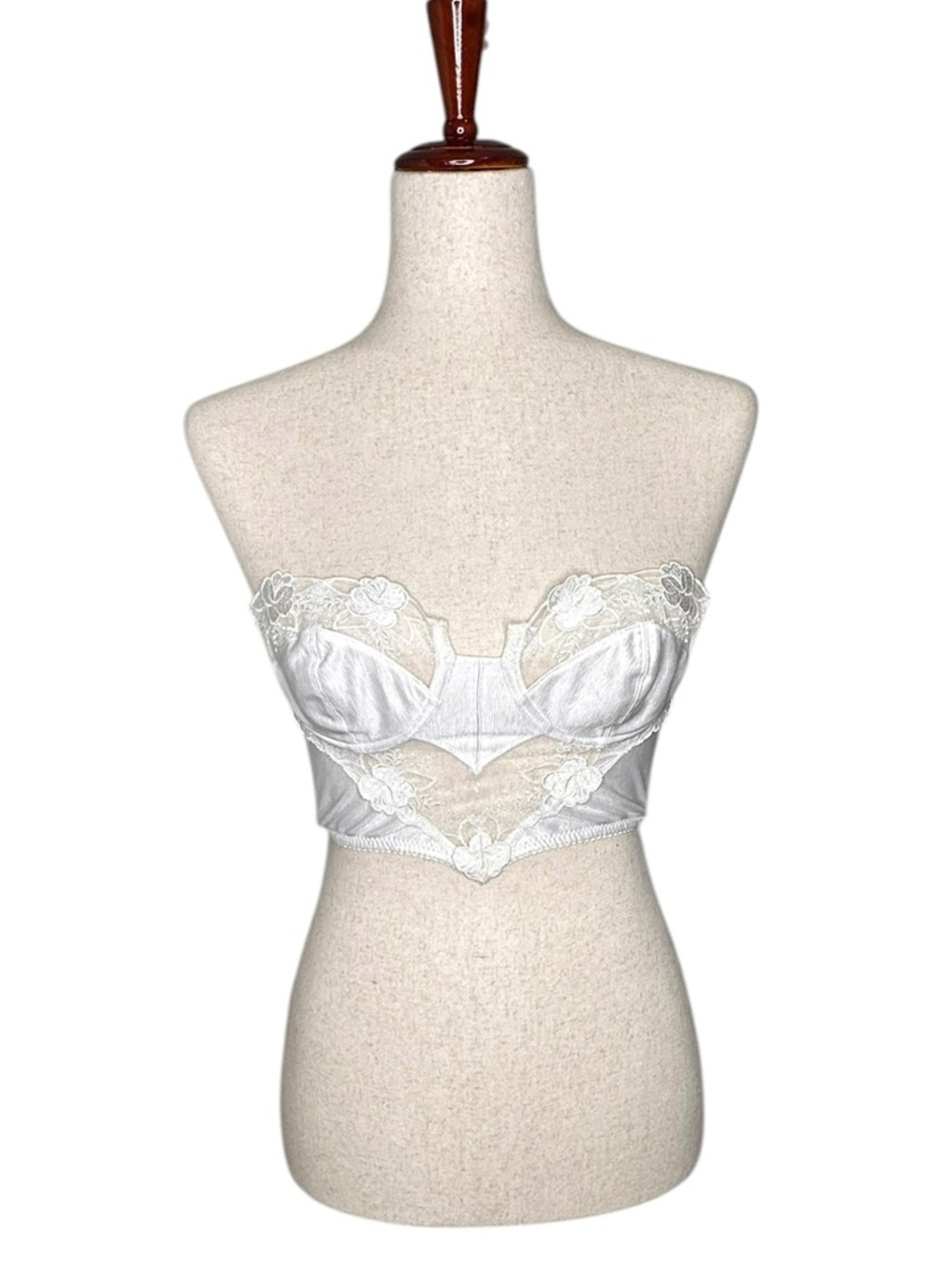 Simone Perele Vintage White Lace Longline Bustier Bra. Corsetry. Lingerie. Small